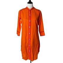 Gretchen Scott Women Button Front Orange Dress 3/4 Sleeve High Collar Si... - £39.56 GBP