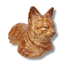 Large Ceramic Cat Sleeping Orange Tabby Striped Tiger Tom Kitty Domestic... - $59.40