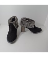 Ross &amp; Snow Leather Ankle Boot Womens 9 Black Faux Fur 3.5 Heel Handmade... - $103.95