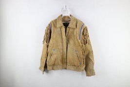 Vintage 90s Rockabilly Womens Small Distressed Western Fringed Leather J... - $128.65