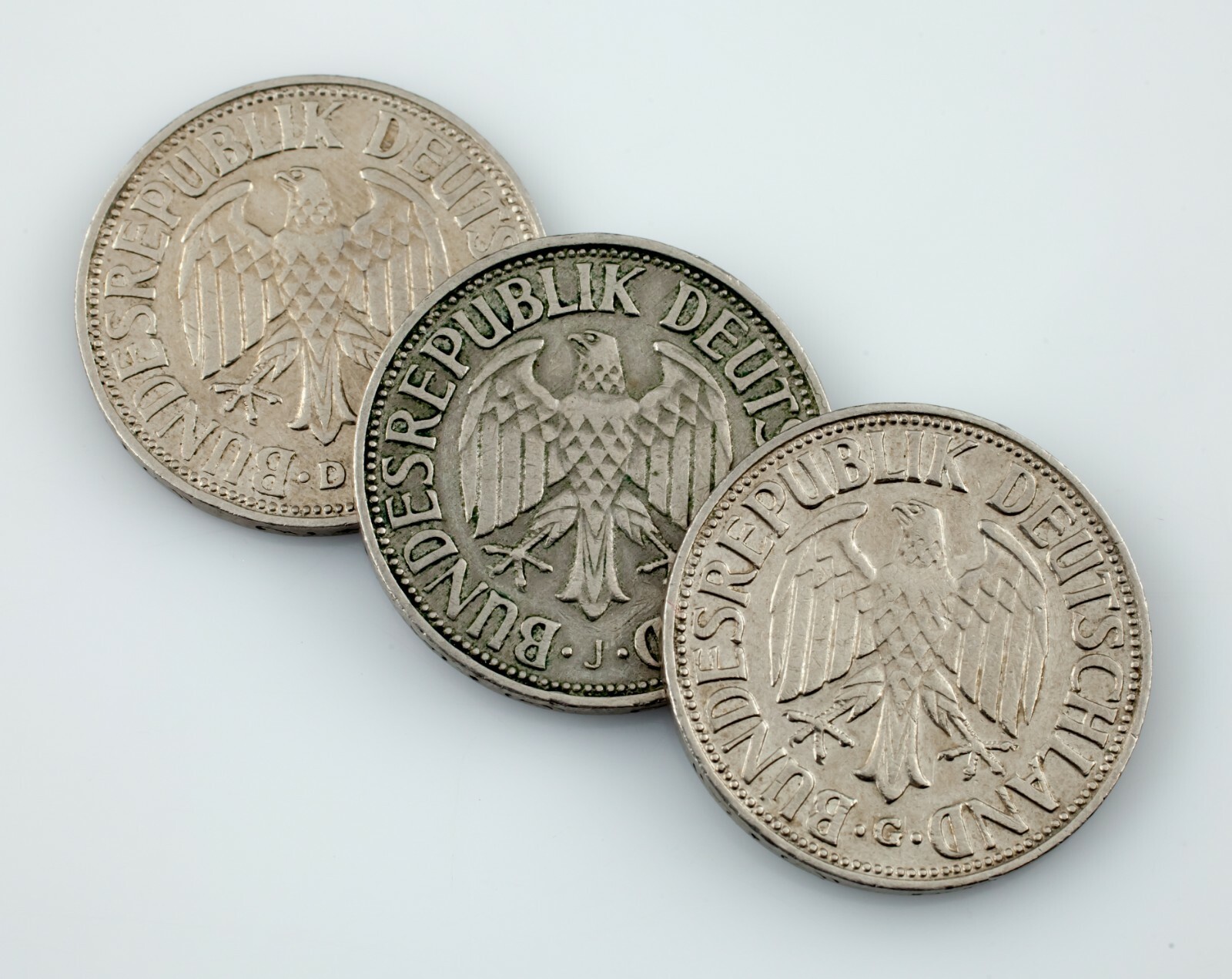 Plein De 3 1950 Allemagne 1 Mark Pièces En XF État Km # - $44.06