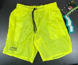 Union Jack Soccer Shorts Youth Large Yellow Neon 1980s Draw string Vinta... - $29.65