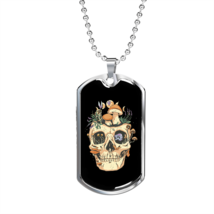 Calavera Mexican Sugar Skull Mushrooms Goblin Core Necklace Stainless Steel or  - £37.92 GBP+