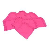 Pink Laced Edged Place Mats Set Of 7 Or Fabric Napkins Vintage Cottageco... - £29.41 GBP