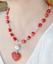 Coral necklace, red coral necklace, natural coral necklace, tribal necklace, 789 - £102.80 GBP