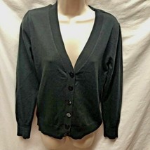 Bogari Womens Sz M Black Button Up Cardigan Sweater Long Sleeve  - £11.62 GBP