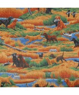 FABRIC Wildlife Hunting 2 Yards Labrador Dogs Birds Geese 46x74 Cotton Rare - $22.99 CAD