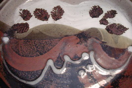 Pottery EARTH TONES stoneware Platter brown glazed signed DRAKE - £97.34 GBP