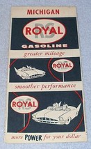 Vintage RS Royal Royalube Gasoline Michigan Road Map Ca 1956 - £5.48 GBP