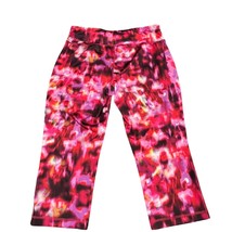 Danskin Now Women M (8-10) Capri Leggings Vibrant Pink Purple Floral Activewear - £11.35 GBP