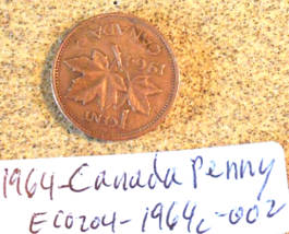 1964 Canada Penny Rim Strike Error; Vintage Old Coin Foreign Money - £3.08 GBP