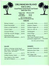 Drunkagan Island Bar &amp; Grill Restaurant Menu Myrtle Beach South Carolina  - £191.57 GBP