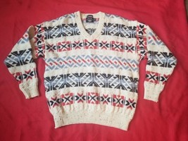 vintage Wilker works knit wool men sweater intarsia made in Scotland XL - $57.42