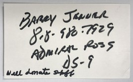 Barry Jenner (d. 2016) Signed Autographed &quot;Star Trek DS-9&quot; 3x5 Index Card - £15.92 GBP
