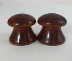 Vintage Jamesport Mo Wooden Mushroom Salt &amp; Pepper Shakers - $9.69