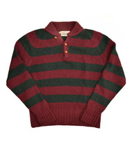 Vintage Britches Wool Blend Henley Sweater Mens L Striped Mock Neck Jumper - £22.60 GBP