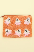 Ghost With Bow Seed Beaded Coin Bag - $29.45