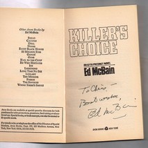 Killer&#39;s Choice by Ed McBain Autographed Signed PB Book DEC 2005 Evan Hunter - £113.31 GBP