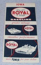 Vintage RS Royal Royalube Gasoline Iowa Road Map Ca 1957 - £5.50 GBP