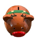 RE Room Essentials Christmas Reindeer Antlers Piggy Bank 20&quot; Round 8&quot; Lo... - $32.40