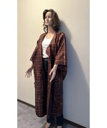 Silk Kimono-Caftan, VINTAGE Kimono long coat Tsumugi Lattice Brown Pure ... - $1,442.06 MXN