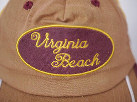 Vintage VIRGINIA BEACH Stripe Sewn Patch Mesh Trucker Cap Hat One Size A... - $19.79