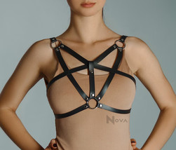 Cage Bra Leather Harness Chest Women Sexy Waist Wrap Body Minimalist BDSM Rave - £39.30 GBP+