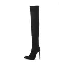 Winter shoes women high heels Over the knee boots Pointed toe stretched Zipper T - £63.35 GBP