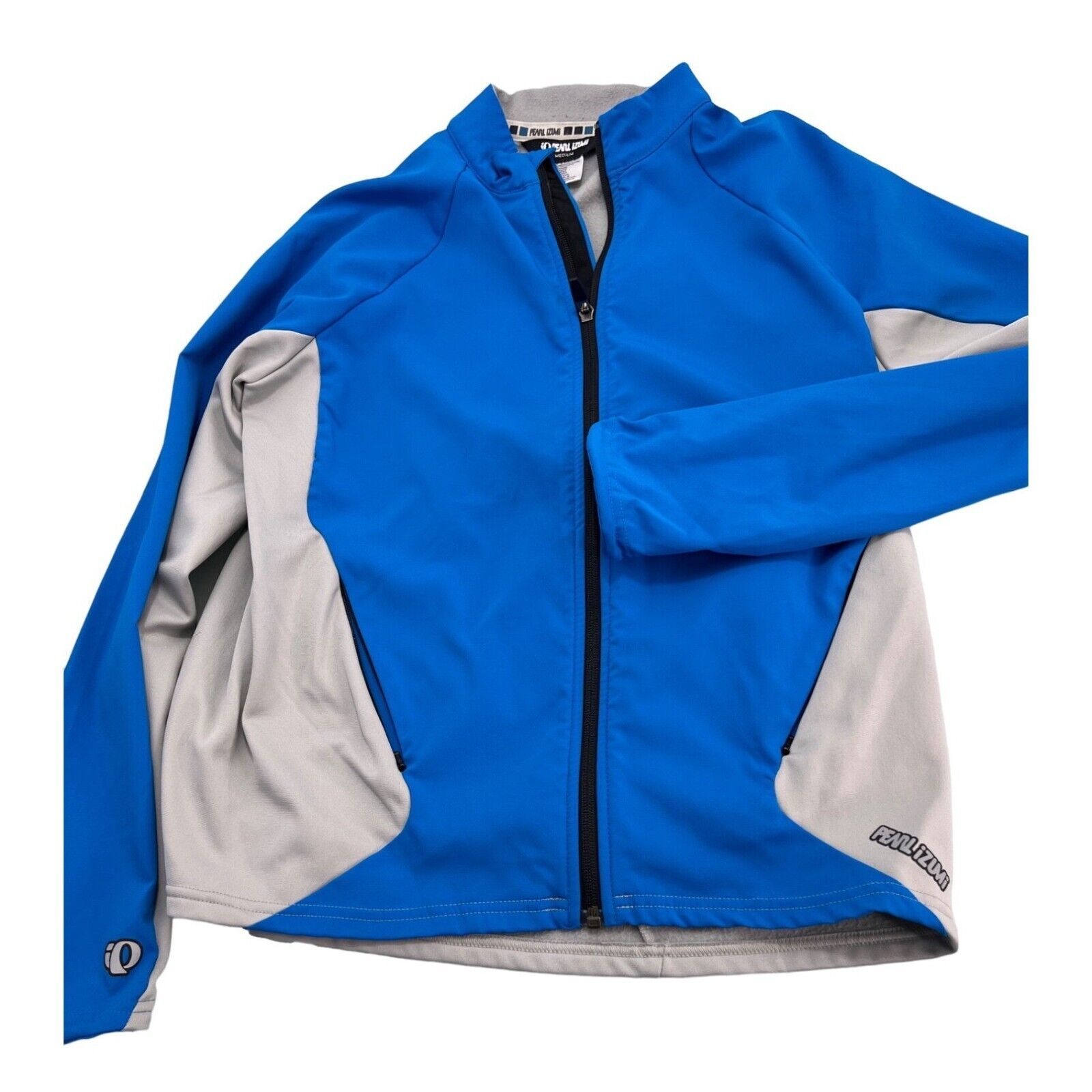 Pearl Izumi Men Cycling Jacket Blue Soft Shell Fleece Bicycle Mock Medium M - $39.57