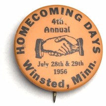 Winsted Minnesota 1956 Homecoming Days 50s Vintage Pin Button Pin back - £9.99 GBP