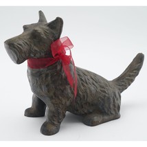 Vintage Scottie Dog Terrier Statue Cast Iron Doorstop 10&quot; Black - £52.95 GBP