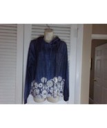 Lily by Firmiana adorable blue daisy &amp; flowers hoodie L NWT Retro Boho - $14.27