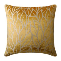 Yellow Burnout Velvet 16&quot;x16&quot; Leaf Design Pillow Covers, Mimosa Yellow Leaves - £24.55 GBP+