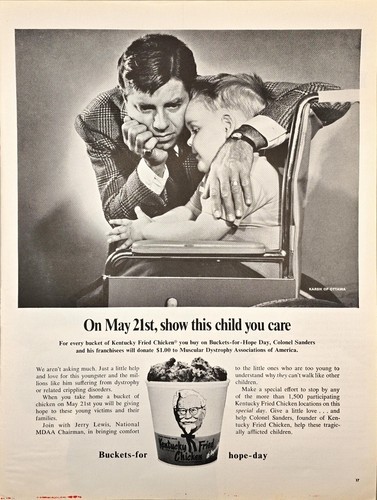 KENTUCKY FRIED CHICKEN-Jerry Lewis-Colonel Sanders -1968 Vintage Print Ad!! - $11.97