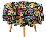 Flowers Sugars Skull Tablecloth Round Kitchen Dining for Table Cover Dec... - $15.99+