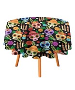 Flowers Sugars Skull Tablecloth Round Kitchen Dining for Table Cover Dec... - $21.93 CAD+