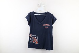 Vintage Y2K Womens Medium Distressed Ribbed Knit Detroit Tigers Baseball T-Shirt - $29.65