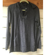 Shirt Adult M Blue Columbia Hooded Pullover Men&#39;s L/S tunnel pocket Cott... - $29.48 CAD