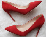 G fashion women pumps red suede leather pointy toe high heels shoes size33 43 12cm thumb155 crop