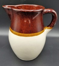 R.R.P. Co. Roseville, Ohio 6.25&quot; Stoneware Pitcher Brown &amp; Tan -Juice Milk Cream - £6.88 GBP