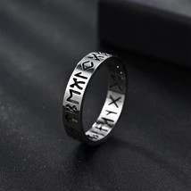 Men Silver Valknut Viking Rune Wedding Band Ring Stainless Steel Size 7-12 Gift - £8.78 GBP