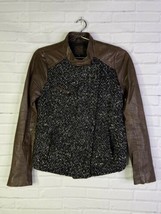 Gap Womens XS Limited Edition Tweed Leather Zip Up Moto Cafe Motorcycle ... - $51.99