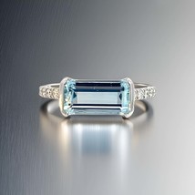 Natural Aquamarine Diamond Ring 6.75 14k W Gold 2.24 TCW Certified $3,950 310651 - £1,239.85 GBP