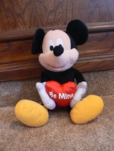 Mickey Mouse Valentine&#39;s Day Be Mine Heart Pillow Disney 14&quot; Plush - £12.78 GBP