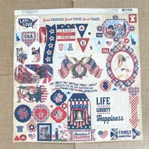 Authentique Liberty 12 Inch Sticker Sheet Patriotic Americana Scrapbook ... - $5.94