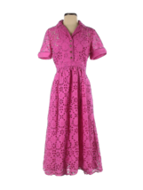 NWT J.Crew Short-sleeve A-line in Soft Azalea Pink Embroidered Eyelet Dress 4 - £85.69 GBP
