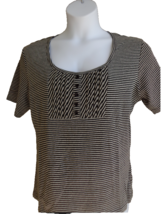 Being Casual  XL/1X Ribbed Cotton Blend Buttoned Pleated Front Top Gray - £9.07 GBP