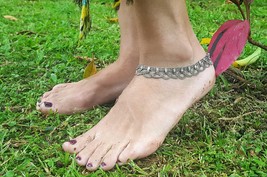 Boho Silver Anklet, Gypsy Ankle Bracelet, Foot Bracelet with Silver Chain - £14.94 GBP