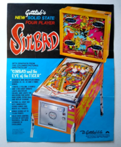 Sinbad Pinball Flyer Original Vintage 1978 Retro Mod Fantasy Promo Artwork - $24.23