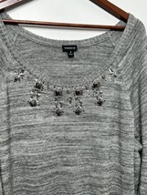 Torrid Sweater Gray Jeweled Neckline Marled Grey Long Sleeves Size 2 Plu... - $19.03